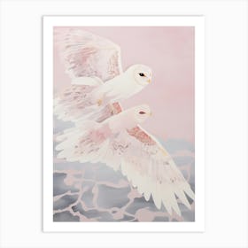 Pink Ethereal Bird Painting Barn Owl 2 Art Print