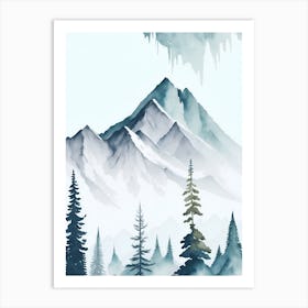 Mountain And Forest In Minimalist Watercolor Vertical Composition 274 Art Print