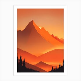 Misty Mountains Vertical Composition In Orange Tone 158 Art Print