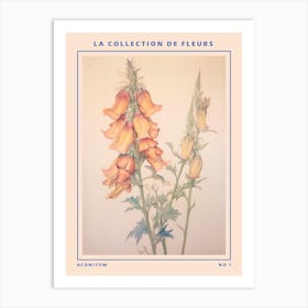 Aconitum French Flower Botanical Poster Art Print