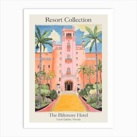 Poster Of The Biltmore Hotel   Coral Gables, Florida   Resort Collection Storybook Illustration 1 Art Print