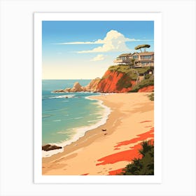 Malibu Beach California, Usa, Flat Illustration 4 Art Print