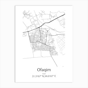 Ofaqim,Israel Minimalist Map Art Print