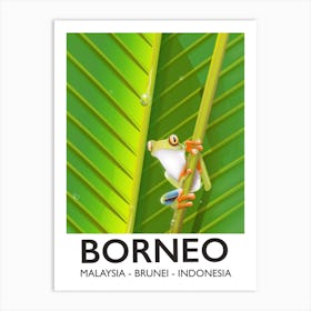 Borneo Malaysia Brunei Tree frog travel poster Art Print