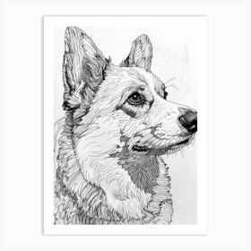 Corgi Dog Line Sketch 3 Art Print
