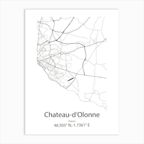 Chateau D Olonne,France Minimalist Map Art Print