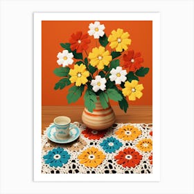 Crochet Dining Room Table With Flowers  3 Art Print