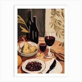 Atutumn Dinner Table With Pears And Wine Art Print