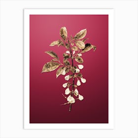 Gold Botanical Mountain Silverbell on Viva Magenta n.0404 Art Print