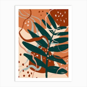 Abstract Modern Leaf Green 1 Art Print