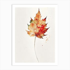 Sugar Maple Leaf Minimalist Watercolour 3 Art Print