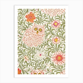 Owl William Morris Style Bird Art Print