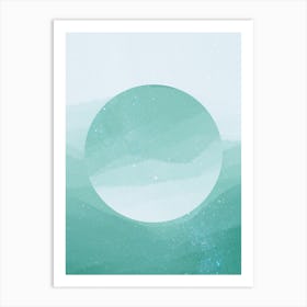 Minimal art abstract watercolor painting of calm green hills Art Print