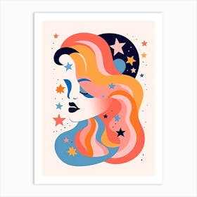 Aquarius Illustration Zodiac Star Sign 3 Art Print