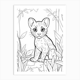 Line Art Jungle Animal Margay 4 Art Print