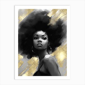 Black Girl with Gold Abstract 10 Art Print