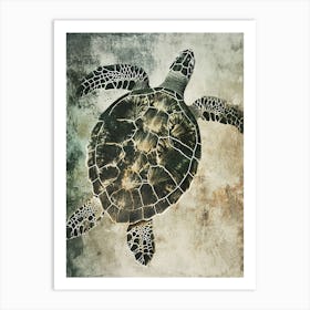 Textured Sea Turtle Swimming Painting 3 Art Print