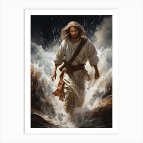 Jesus walking on the water Art Print