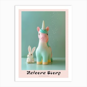 Pastel Toy Unicorn & Toy Bunny 3 Poster Art Print