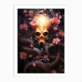 Skull And Octopus Art Print