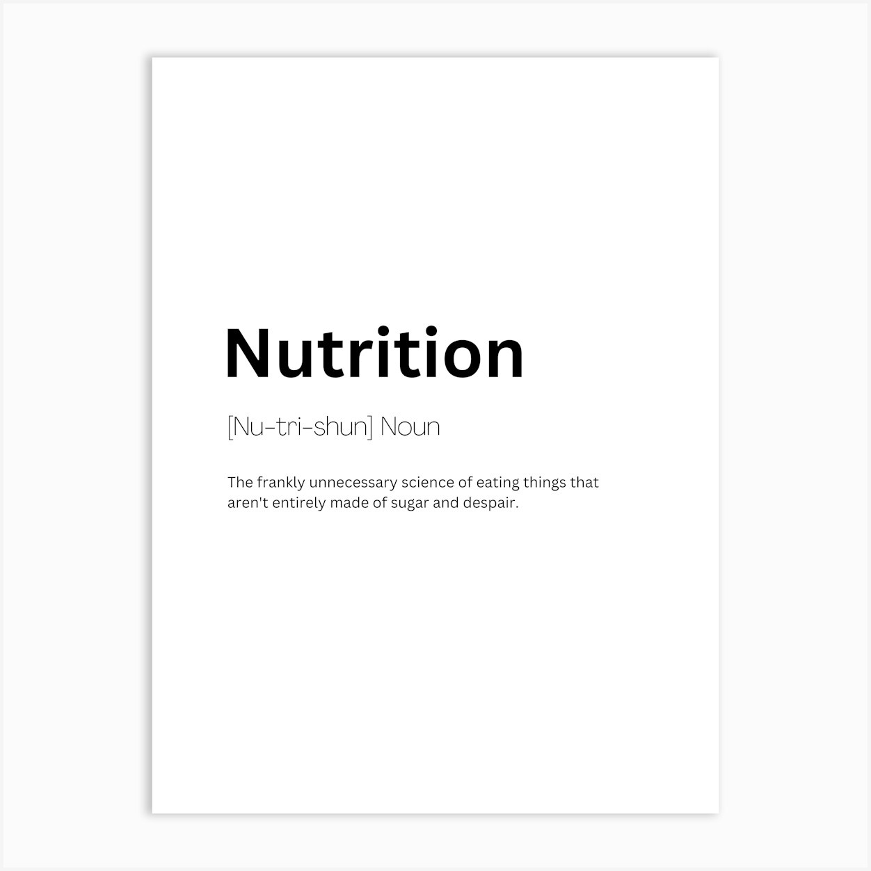 Nutrition Definition Meaning 1 Art Print by Kaigozen