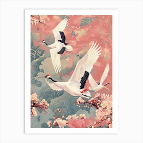 Cranes In Bloom Art Print