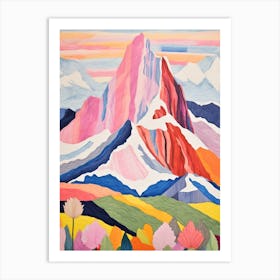 Mount Saint Elias Canada 1 Colourful Mountain Illustration Art Print