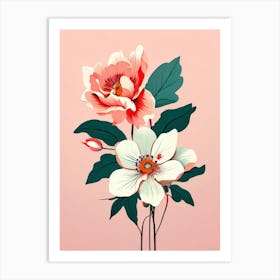 Flowers On A Pink Background 8 Art Print