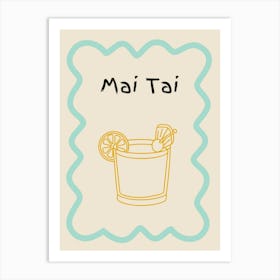 Mai Tai Doodle Poster Teal & Orange Art Print