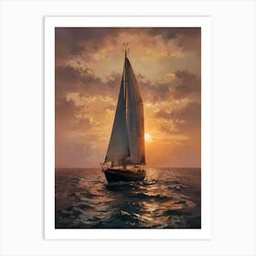 Sailboat At Sunset Art Print