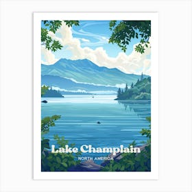 Lake Champlain Dinosaur Art Illustration Art Print