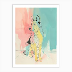 Colourful Swedish Vallhund Line Illustration 2 Art Print