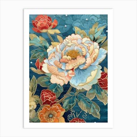 Peony Flower Painting 2 Art Print