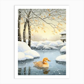 Winter Bird Painting Duck 2 Art Print