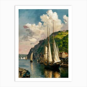 Sailboats In The Harbor 1 Art Print