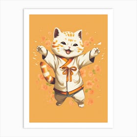 Kawaii Cat Drawings Dancing 2 Art Print
