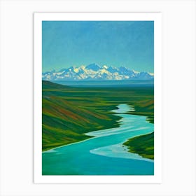 Denali National Park And Preserve United States Of America Blue Oil Painting 2  Art Print
