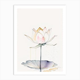 Early Lotus Minimal Watercolour 4 Art Print