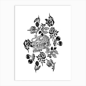 Tiger Flower Black And White Art Print