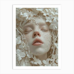 Girl Covered In Flowers Art Print