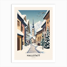 Vintage Winter Travel Poster Hallstatt Austria 4 Art Print