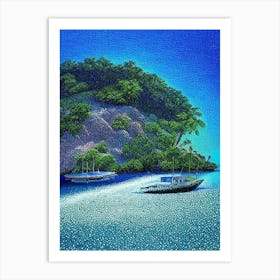 Pulau Kapas Malaysia Pointillism Style Tropical Destination Art Print