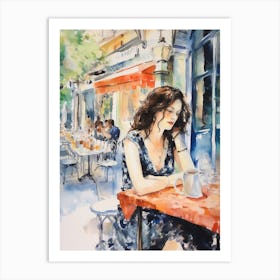 At A Cafe In Marseille France Watercolour Art Print