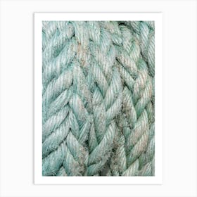 Summer teal pattern - ships rope on a ferry in a fjord in Norway - nature and travel photography by Christa Stroo Art Print