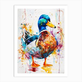 Duck Colourful Watercolour 1 Art Print