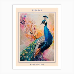 Peacock Brushstrokes Poster 2 Art Print