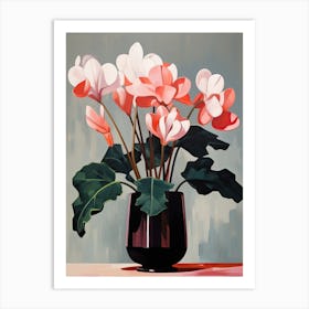 Bouquet Of Cyclamen Flowers, Autumn Fall Florals Painting 0 Art Print