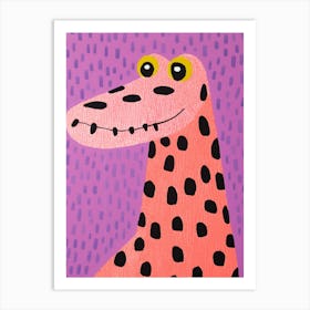 Pink Polka Dot Alligator 1 Art Print