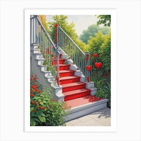 Colorful Stairway With Heart (2) Art Print