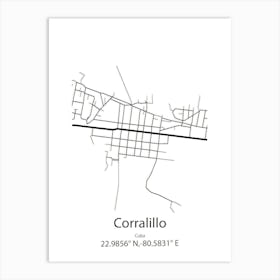 Corralillo,Cuba Minimalist Map Art Print